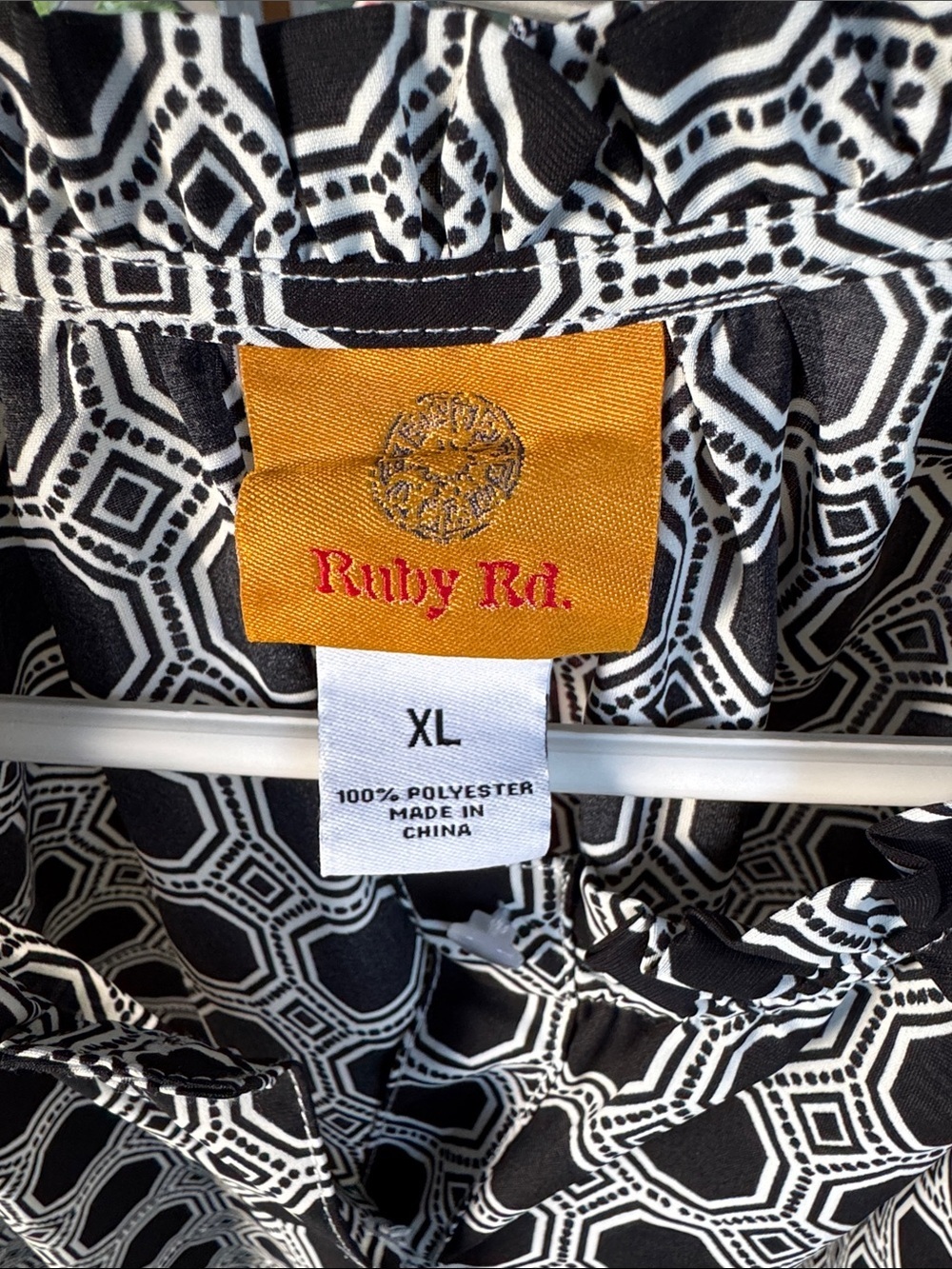 Ruby Rd. Black & White Octagon-Print Button Down Shirt - Picture 2 of 4